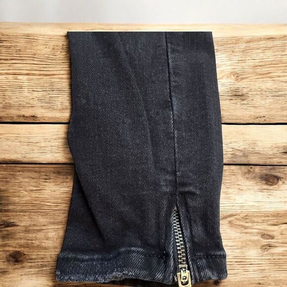 Zara Trafaluc Denimwear Black Distressed Stretch Skinny Jeans Size 4 - Picture 6 of 8
